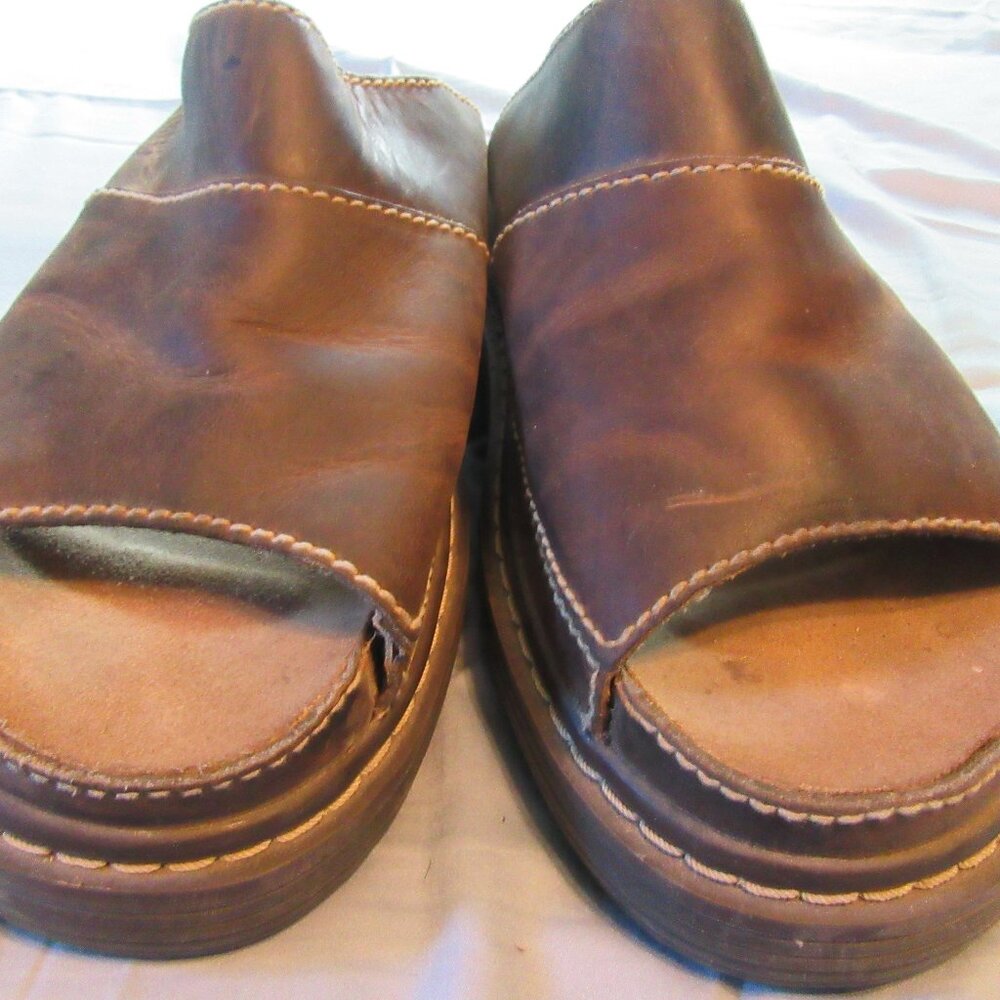 Womens Vintage Skechers Chunky Platform Leather Sandals Sz 11 Brown